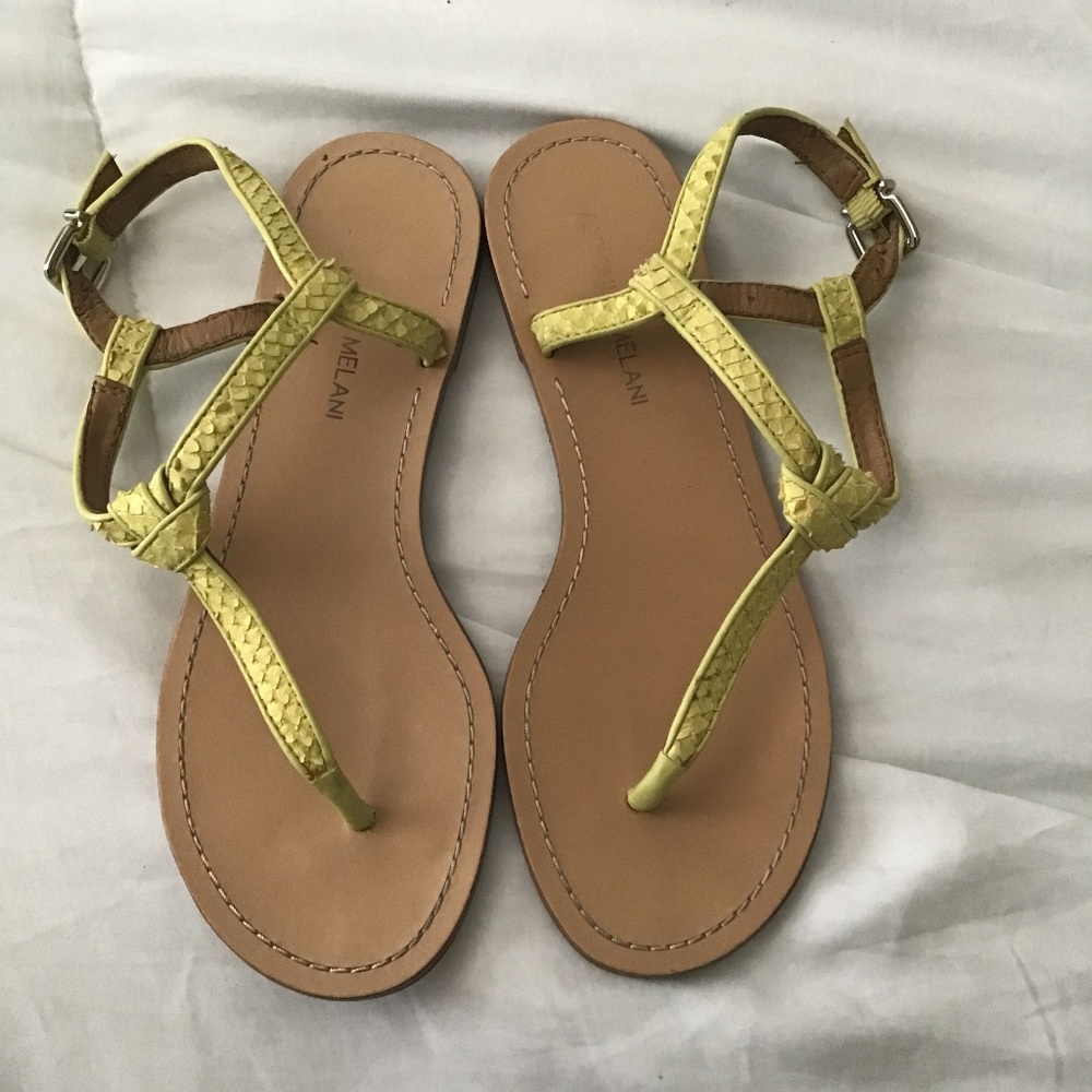 Antonio Melani Neon Yellow T-Strap Sandals Worn Once Size 7